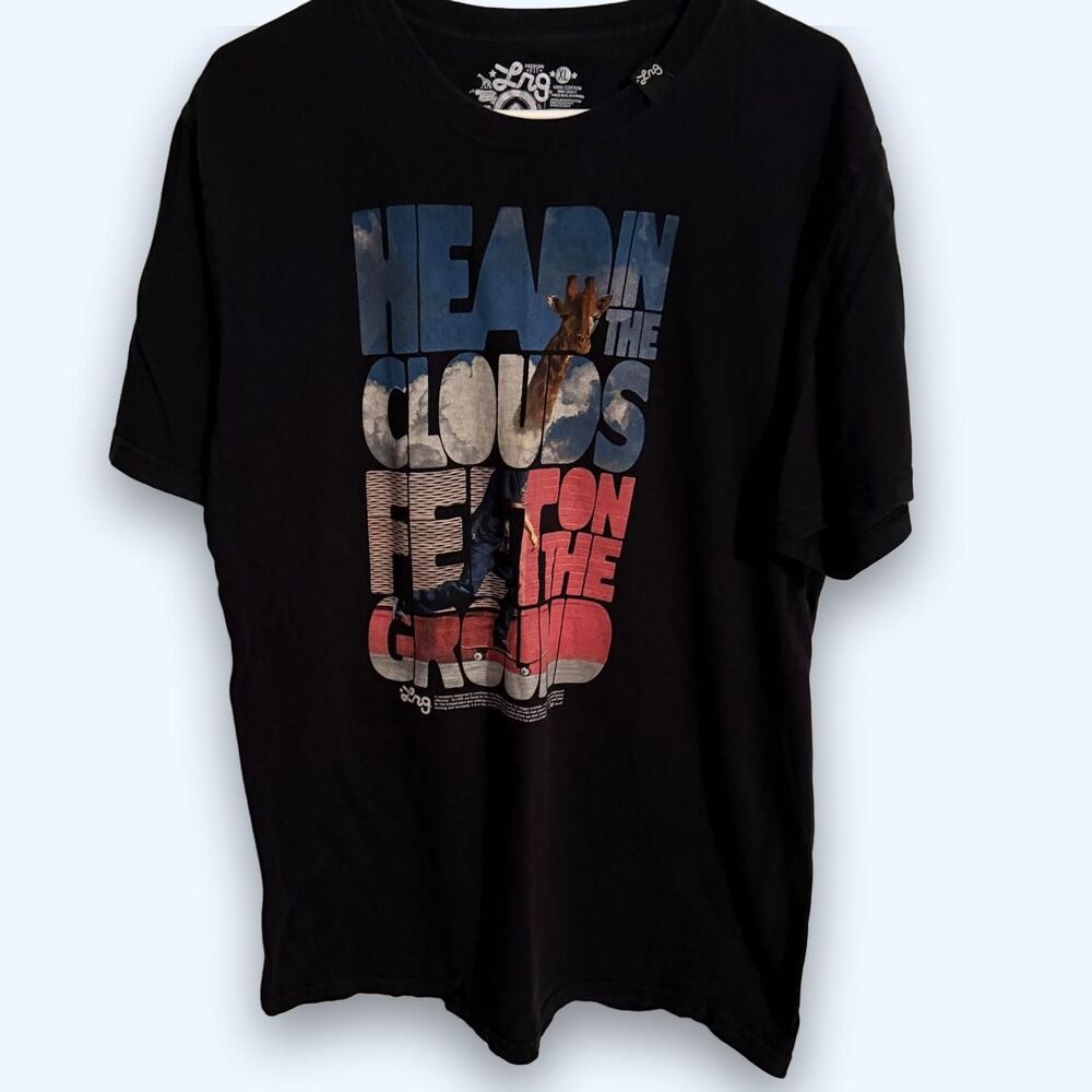Lrg Shirt Mens XL Black Giraffe Skateboarding Head In Clouds Graphic Tee